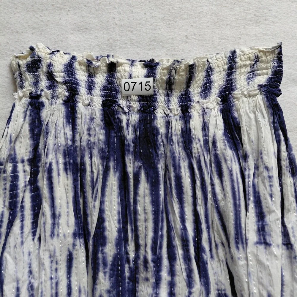 Justice Tie Dye Ruffle Skirt Girls 14 Blue White Smocked Waist Tiered Midi Boho